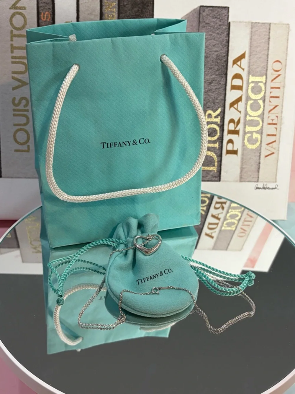 💟Tiffany & Co. Large Open Heart Pendant Elsa Peretti 925 Sterling Necklace 🫶
